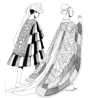 A coloring page of renaissance clothing